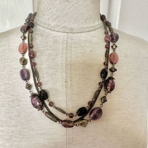 Premier Designs purple beaded multi strand necklace